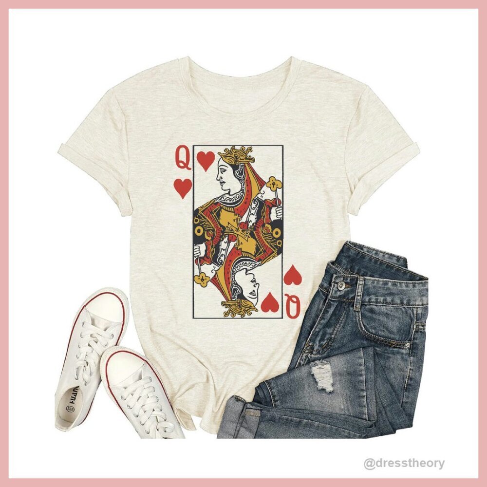 Queen of Hearts Graphic Tee Short Sleeve Women's T-Shirt
